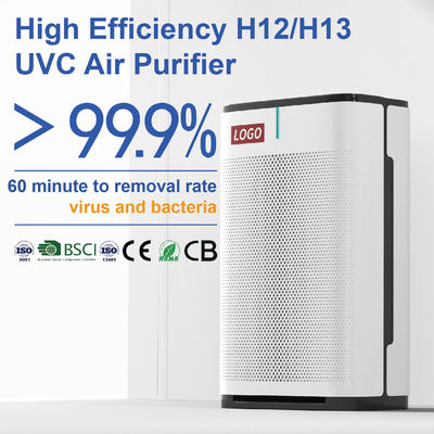 220V 120W UV HEPA 공기 정제 장치 600 제곱 피트 큰방 공기 정화 필터